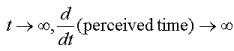 t tends to infintiy, d/dt(perceived time) also tends to infinity